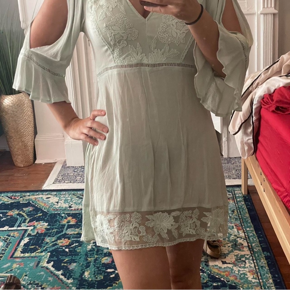 Sage Green Cold Shoulder Dress